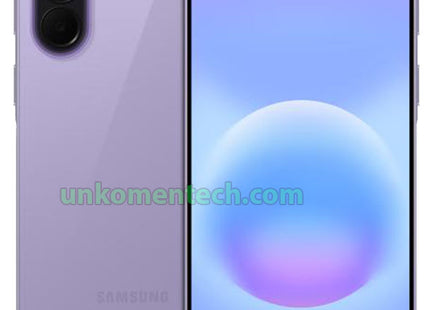 Samsung Galaxy A57 5G smartphone in Awesome Lilac, showing front display and rear camera design